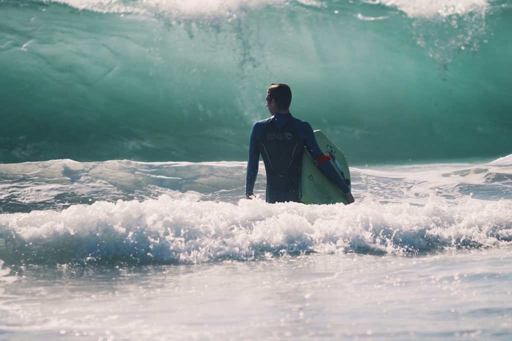 water, wave, surfer